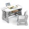 Grey Kids Art Table and Chair Set Adjustable Height Tiltable Whiteboard HDPE
